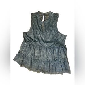 Torrid NWT Womens Prussian Blue Tiered Lace Sleeveless Victorian Top 1